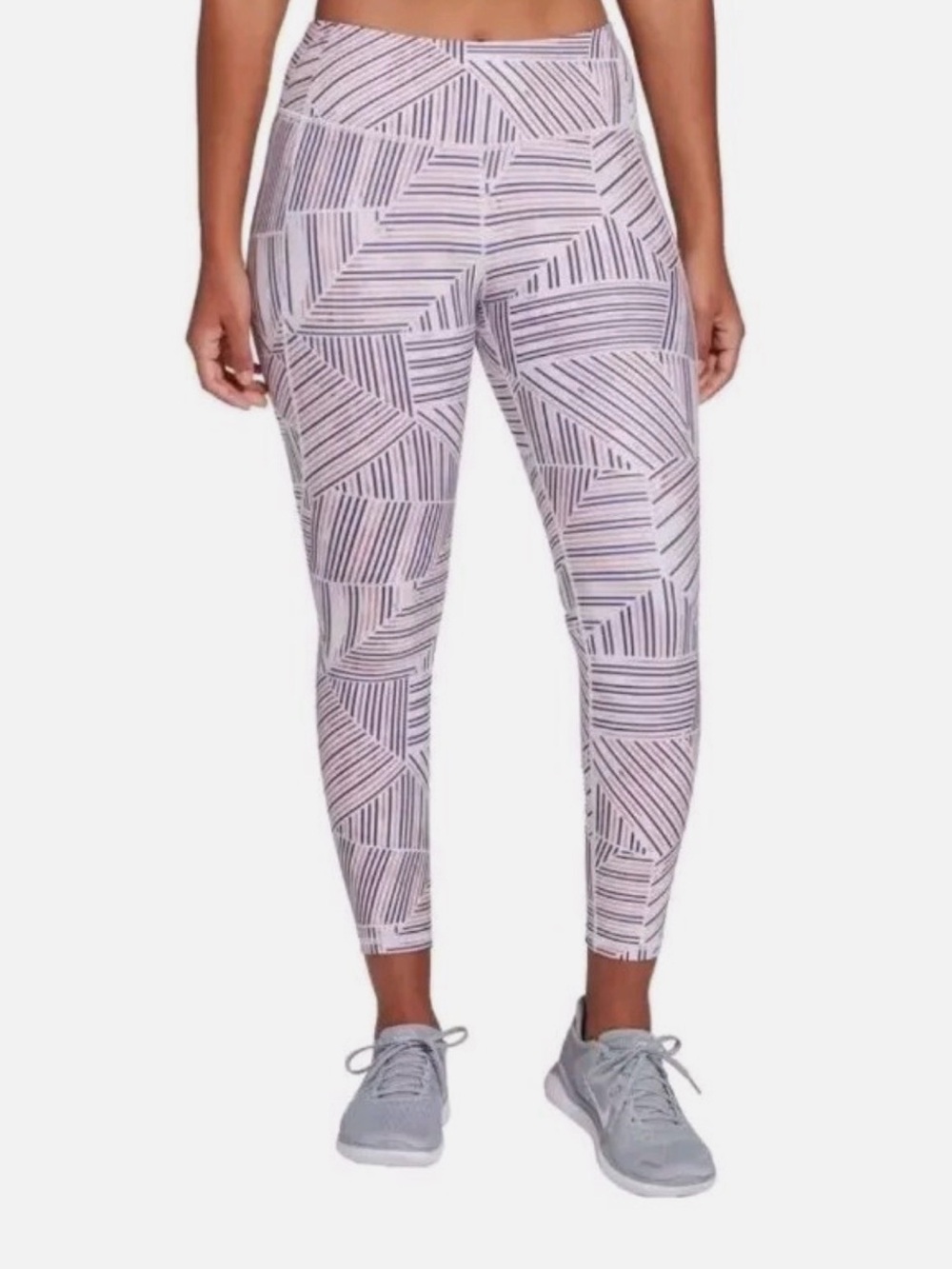 CALIA Energize Printed 7/8th Multi Stripe Eggplant Workout Leggings Size Small